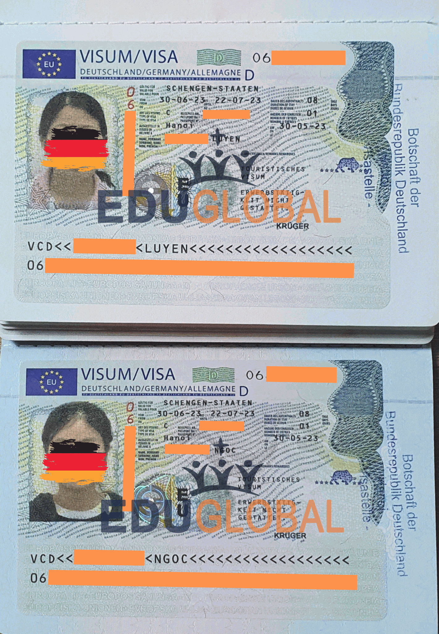 Visa Schengen của hai mẹ con chị Luyến