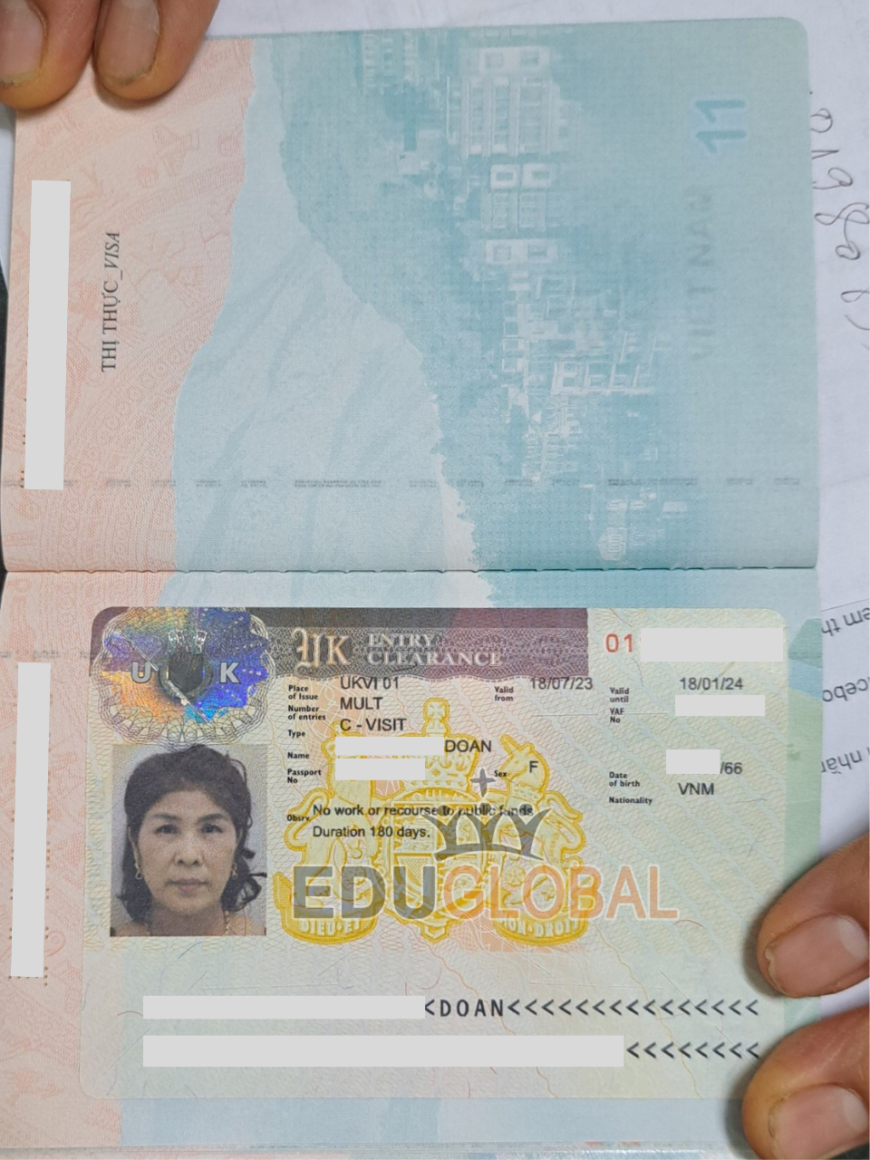 Xử lý thành công Visa thăm thân Anh Quốc cho Cô Doan