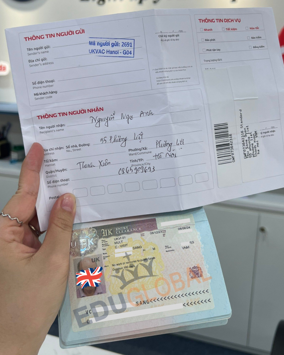 Xử lý thành công Visa Anh cho chú Sáng