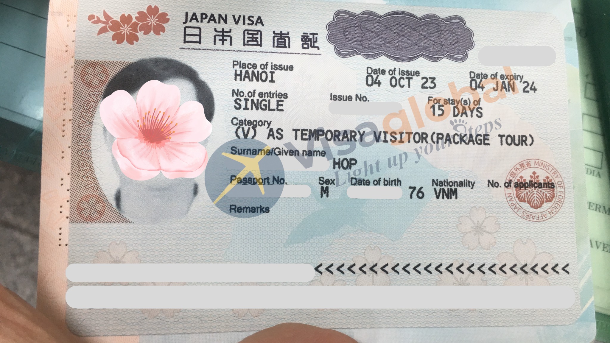 Xử lý thành công Visa Nhật cho chú Hợp 