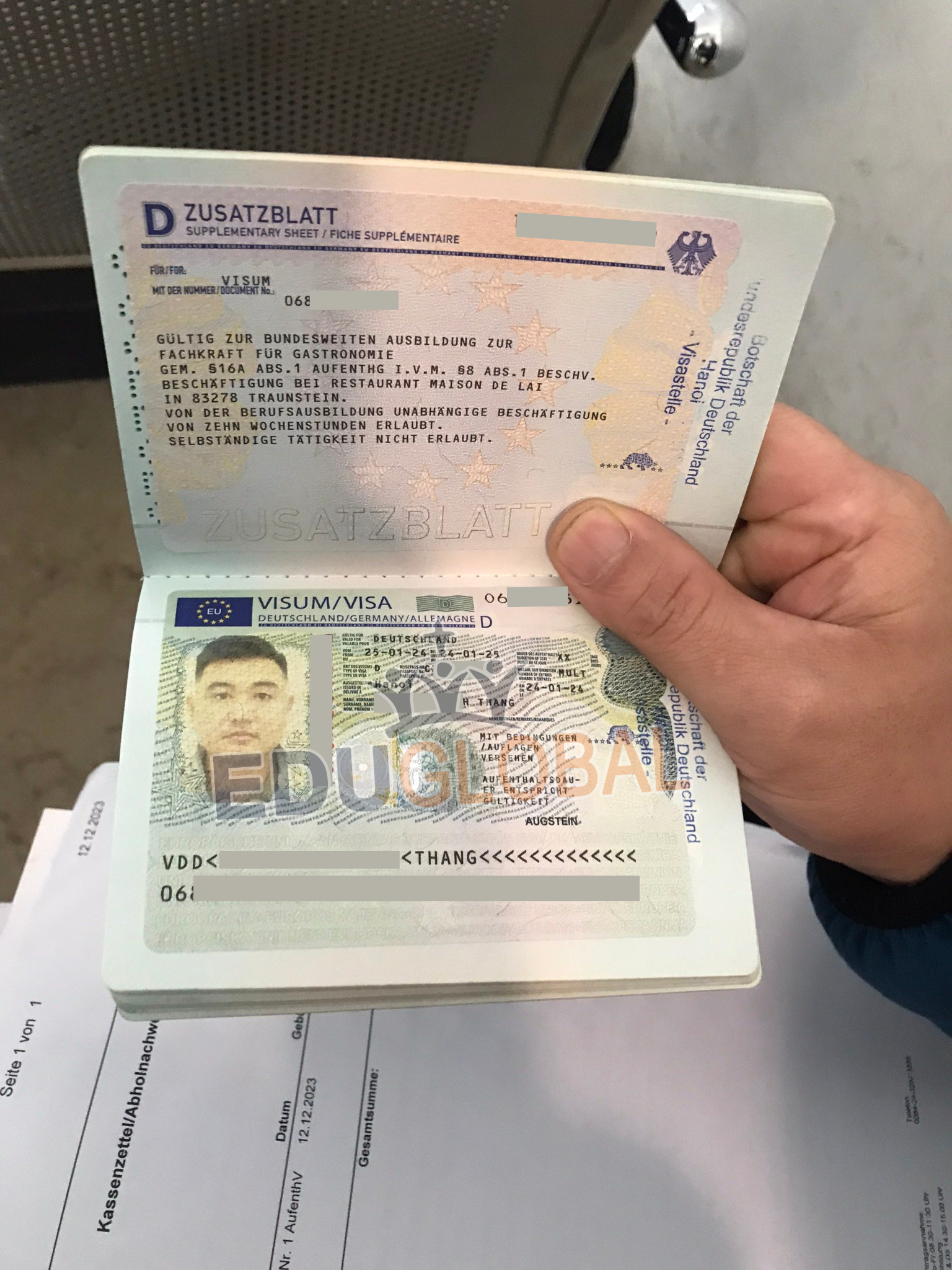 EduGlobal xử lý thành công Visa du học nghề Đức cho bạn Thắng