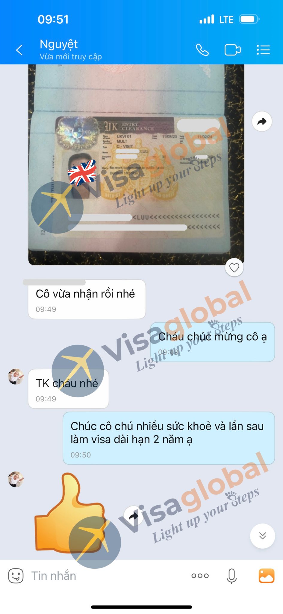 EduGlobal chữa lại thành công Visa Anh cho Chú Lưu