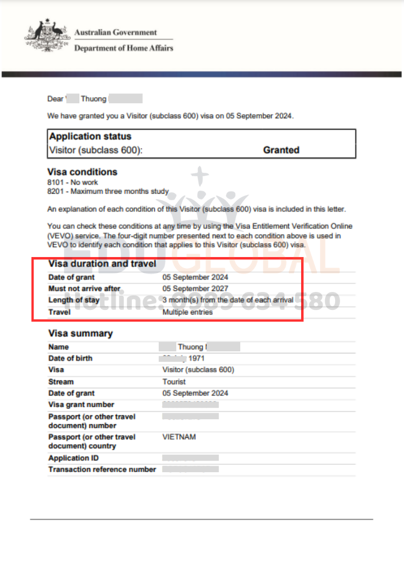 Thành công đầu tiên với chiếc Visa Úc của Anh Thưởng