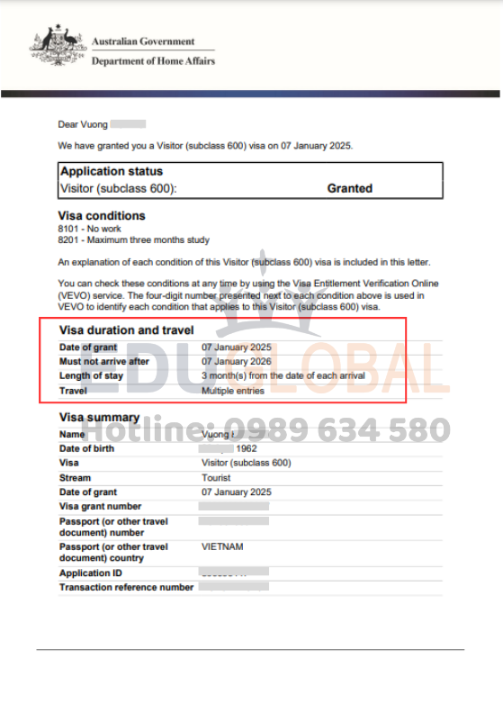 Visa Úc của Chú Vượng