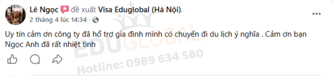 Đánh giá của chị Ngọc về dịch vụ EduGlobal