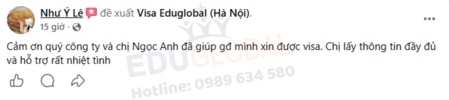 Đánh giá của chị Ý về dịch vụ EduGlobal