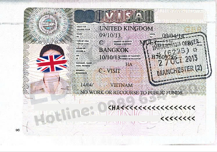 Visa thăm thân Anh Quốc của cô Hà năm 2013