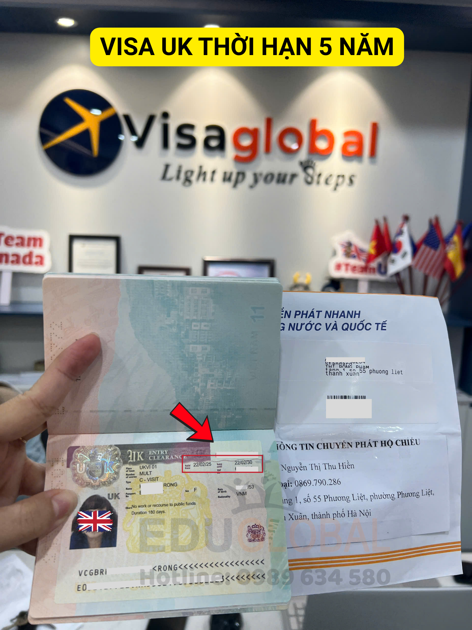 Visa Anh Quốc 5 năm của cô Rộng được EduGlobal xử lý thành công năm 2024