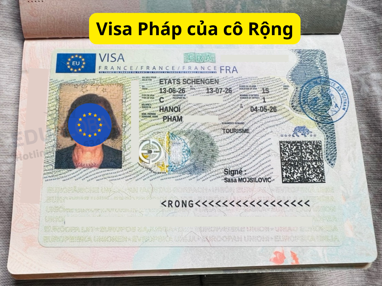 EduGlobal xử lý thành công visa du lịch Pháp cho cô Rộng