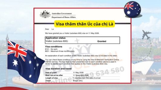 Visa Thăm Thân Úc – Tiếp Nối Thành Công Của Chồng, Khách Hàng Bắc Ninh Nhận Kết Quả Sau 1 Tháng