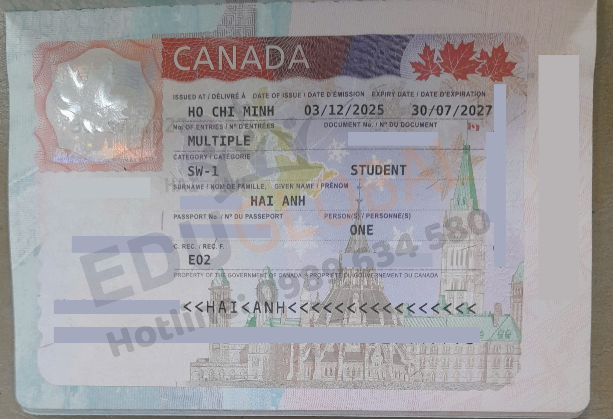 EduGlobal thành công xử lý Visa du học Canada cho bạn Hải Anh