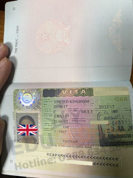 Visa Uk năm 2017 của cô Cấp
