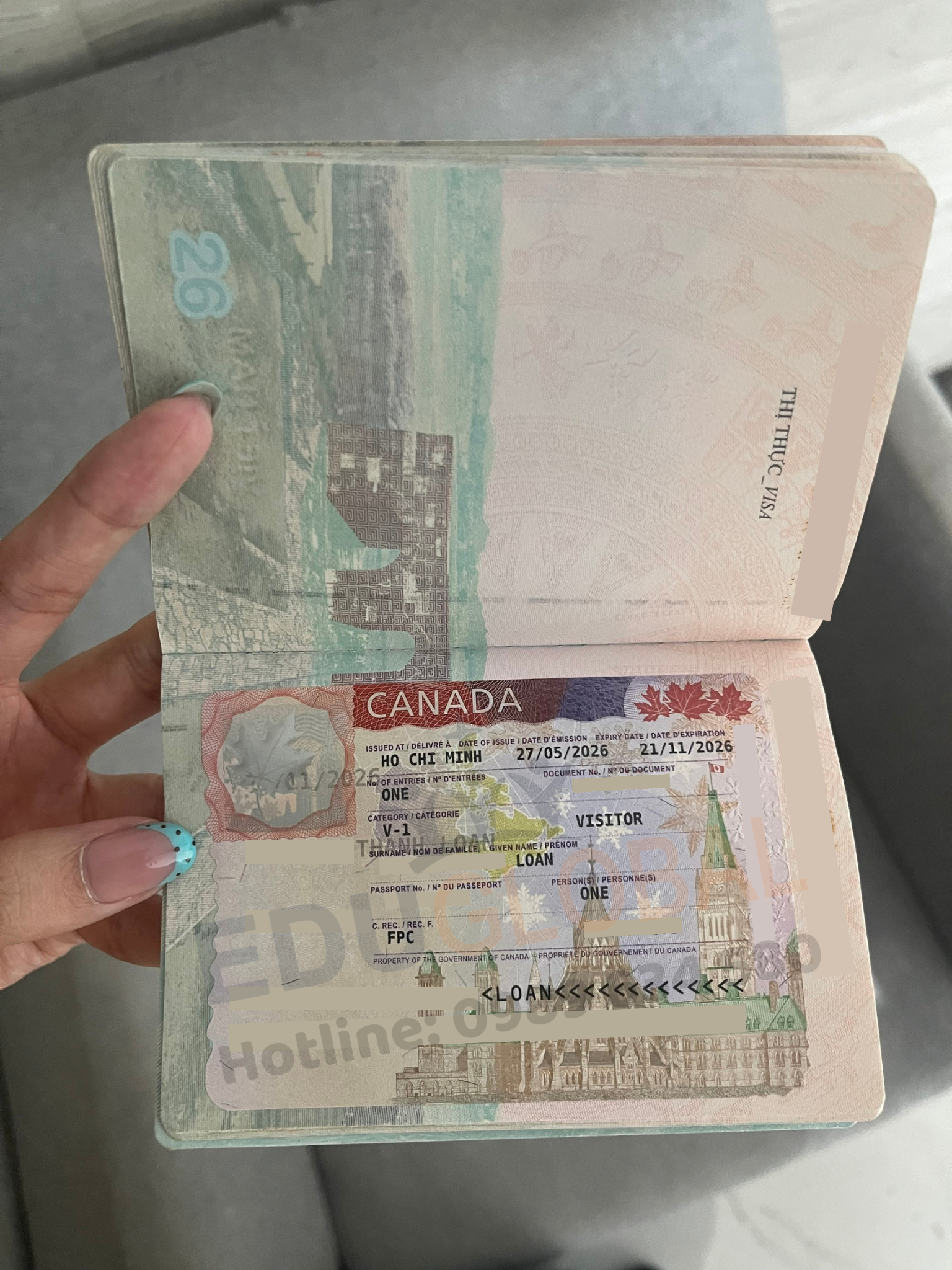 EduGlobal xử lý thành công Visa du lịch Canada cho bạn Loan