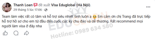 Niềm hạnh phúc của bạn Loan khi EduGlobal chữa thành công Visa Canada