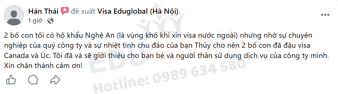 Chia sẻ của anh Hán về dịch vụ EduGlobal