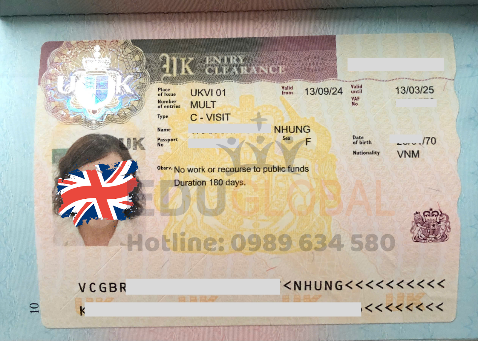 Năm 2024 EduGlobal đồng hành cùng cô Nhung và thành công xin Visa thăm thân Uk 6 tháng