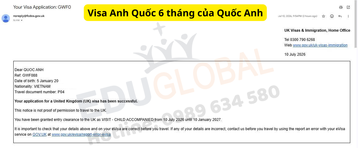 Visa thăm thân Uk thành công về tay cho bạn Quốc Anh