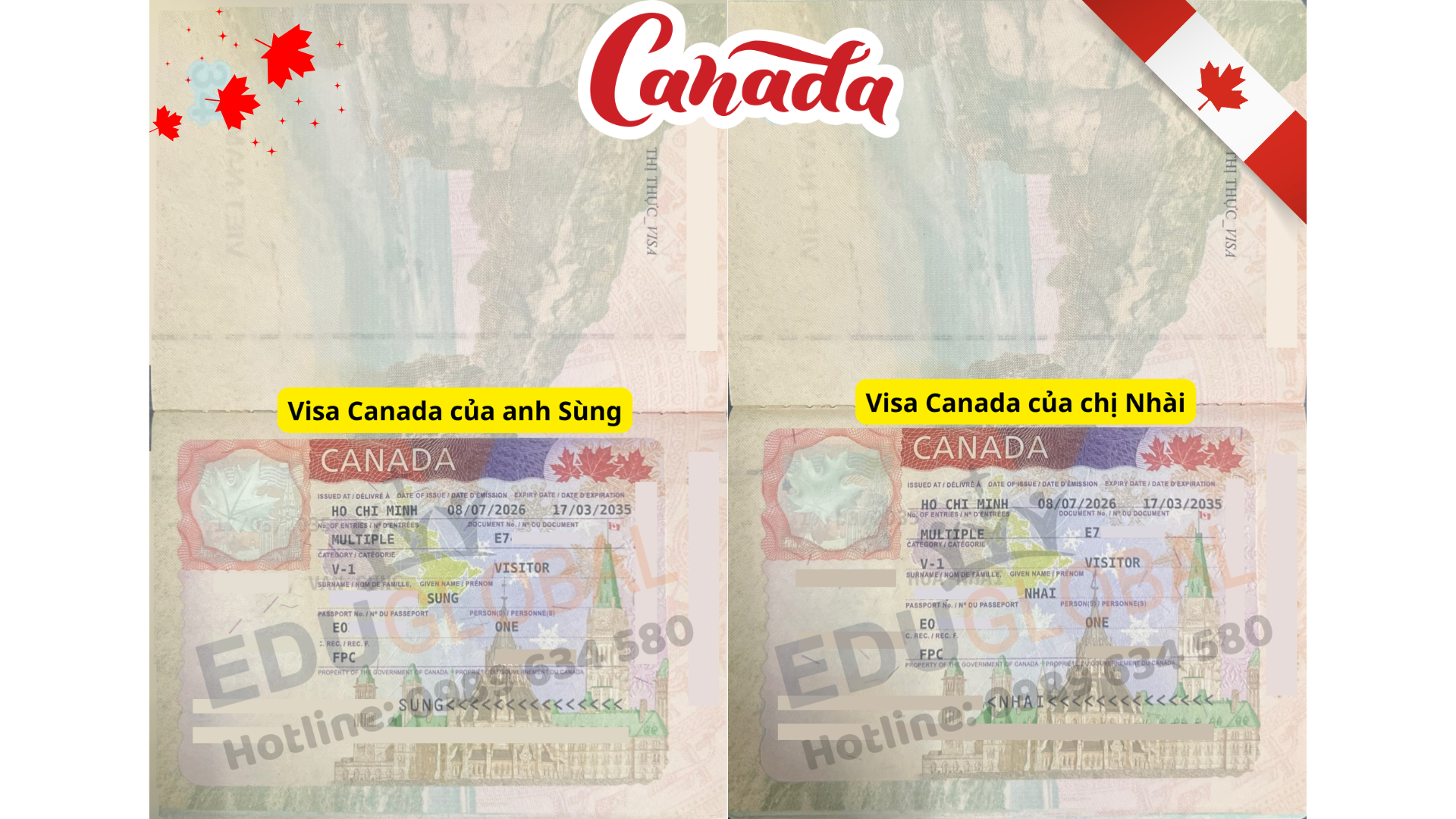 EduGlobal xử lý thành công Visa thăm thân Canada cho anh Sùng và chị Nhài