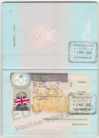 Visa thăm thân Uk năm 2023 của cô Hoa khi được EduGlobal chữa lại thành công