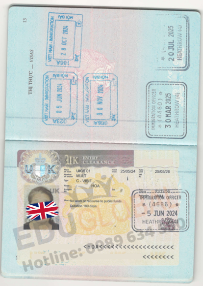 Visa Uk 2 năm của cô Hoa năm 2024