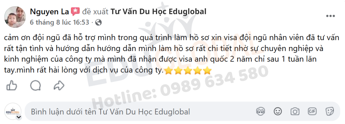 Chia sẻ hạnh phúc của chị La khi EduGlobal thành công xử lý thành công 2 lần Visa Uk